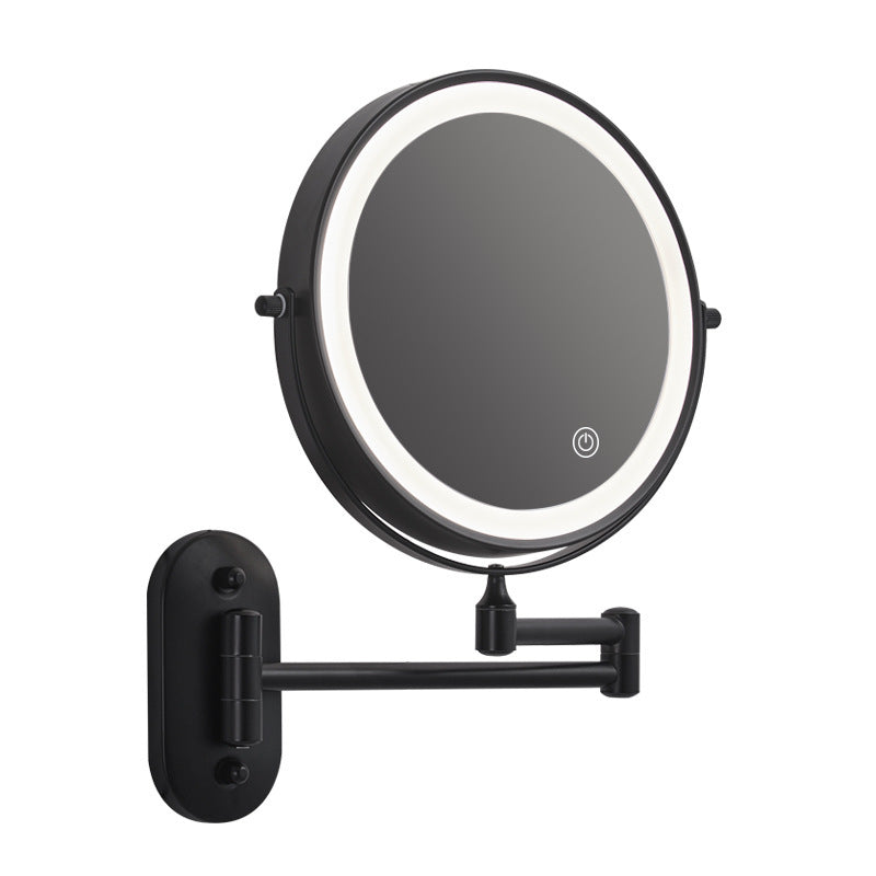 Punch-free Cosmetic Mirror Bathroom Hanging Mirror Toilet Collapsible Mirror Double-sided With Light